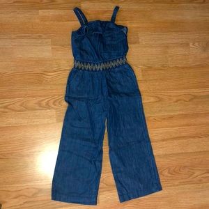Denim looks straight fit jumpsuit Romper girl 7/8